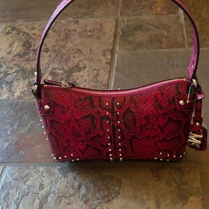 Michael Kors Red Snake Print Shoulder Bag